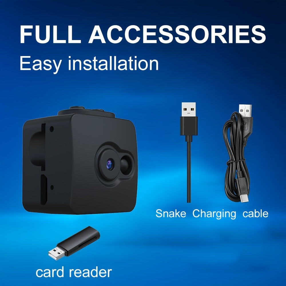 No WiFi Security Camera with SD Card Portable Rechargeable, Plug-and-Play Loop Recording, Hidden Spy Cam for Home Baby Monitor Nanny Pet Office Surveillance – Compact Offline Standalone Camera