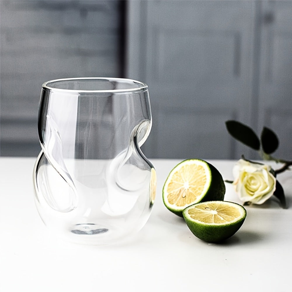 Geometric Twisted Cocktail Glasses 4 or 8 Pack – 400ml Wide Mouth BPA-Free Borosilicate Glass – Festive Drinkware for Whiskey, Beer & Tea – Thanksgiving, Christmas, New Year & Oktoberfest
