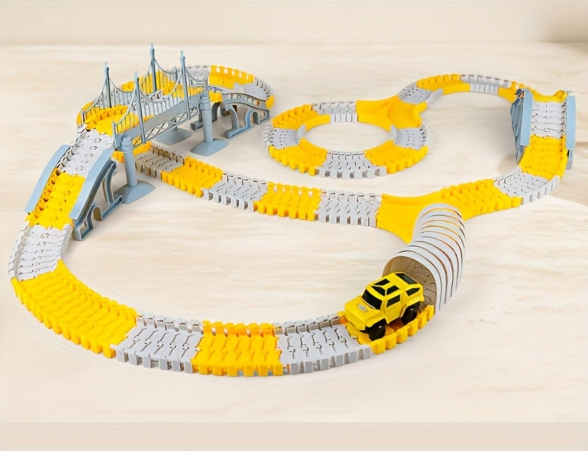Roller Coaster Track Set, 467 Pieces with Electric Race Car, DIY Build-Your-Own Track Toy Ages 3-8