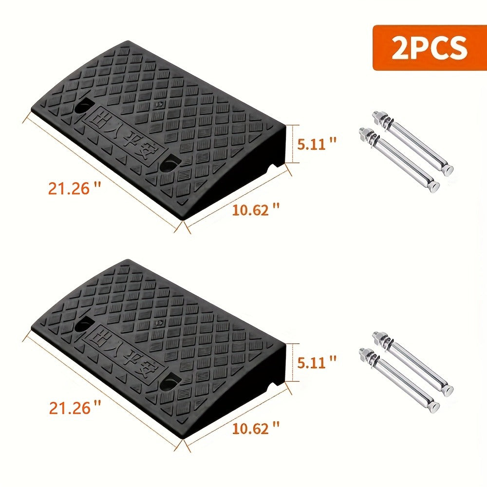 Curb Ramp 2-Pack Portable Heavy Duty Plastic Threshold Ramp Set – Lightweight, Non-Slip, for Low Floor Vehicles, Motorcycles, Wheelchairs, Driveway & Lane Loading – Multiple Height Options (1.18" / 2.75")