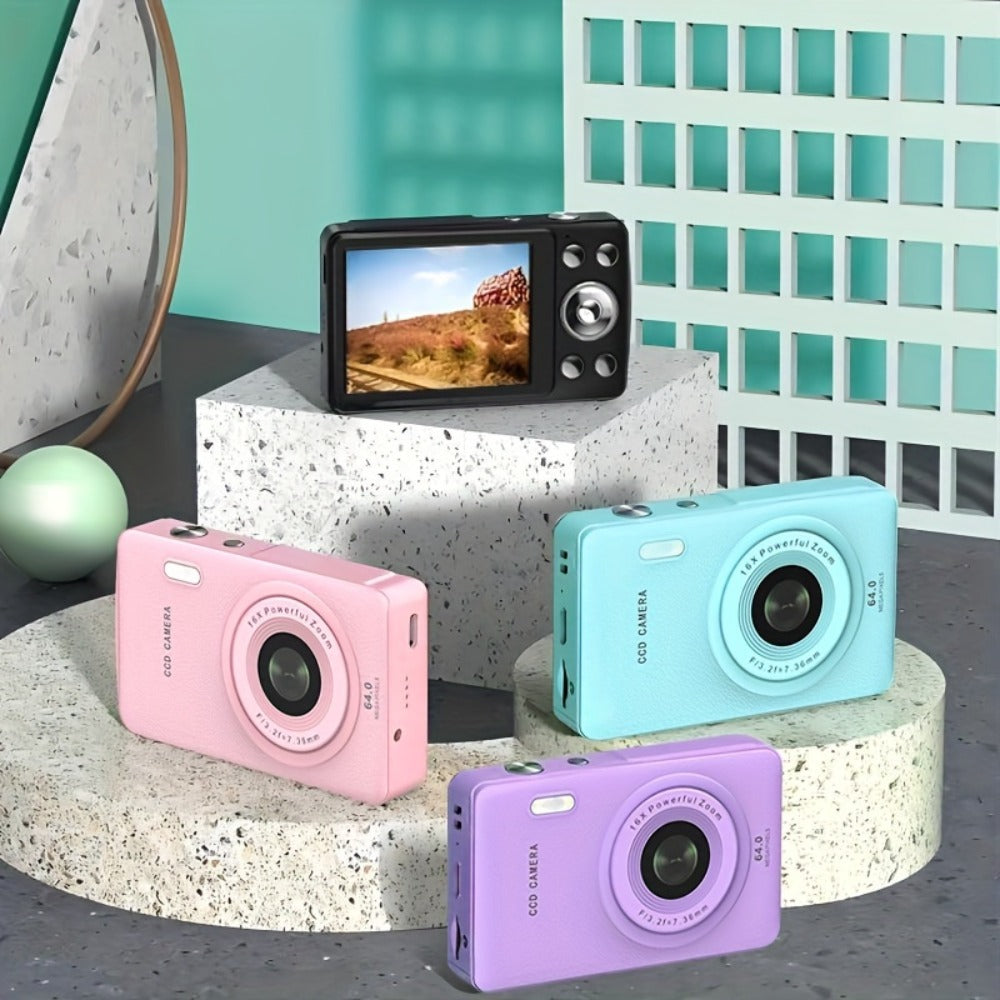 1080P HD Digital Camera 64MP 16x Zoom Vlogging Camera with 2.4-inch LCD Screen 32GB Memory Card Rechargeable Webcam for Photography Video Recording Beginners Kids Gift