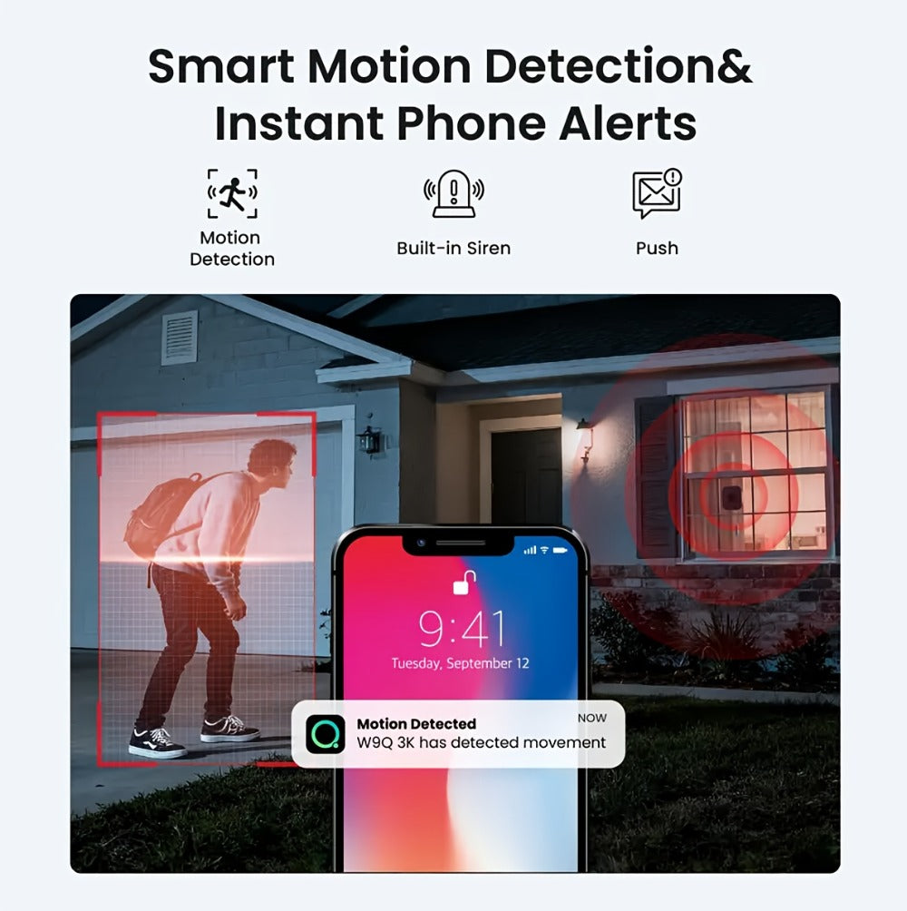 6MP Window Security Camera with AI Human Detection, 911 Emergency Alerts & Full-Color Night Vision – Dual Band 2.4GHz/5GHz WiFi, Smart Indoor Surveillance, Easy Install, 1/2 Pack