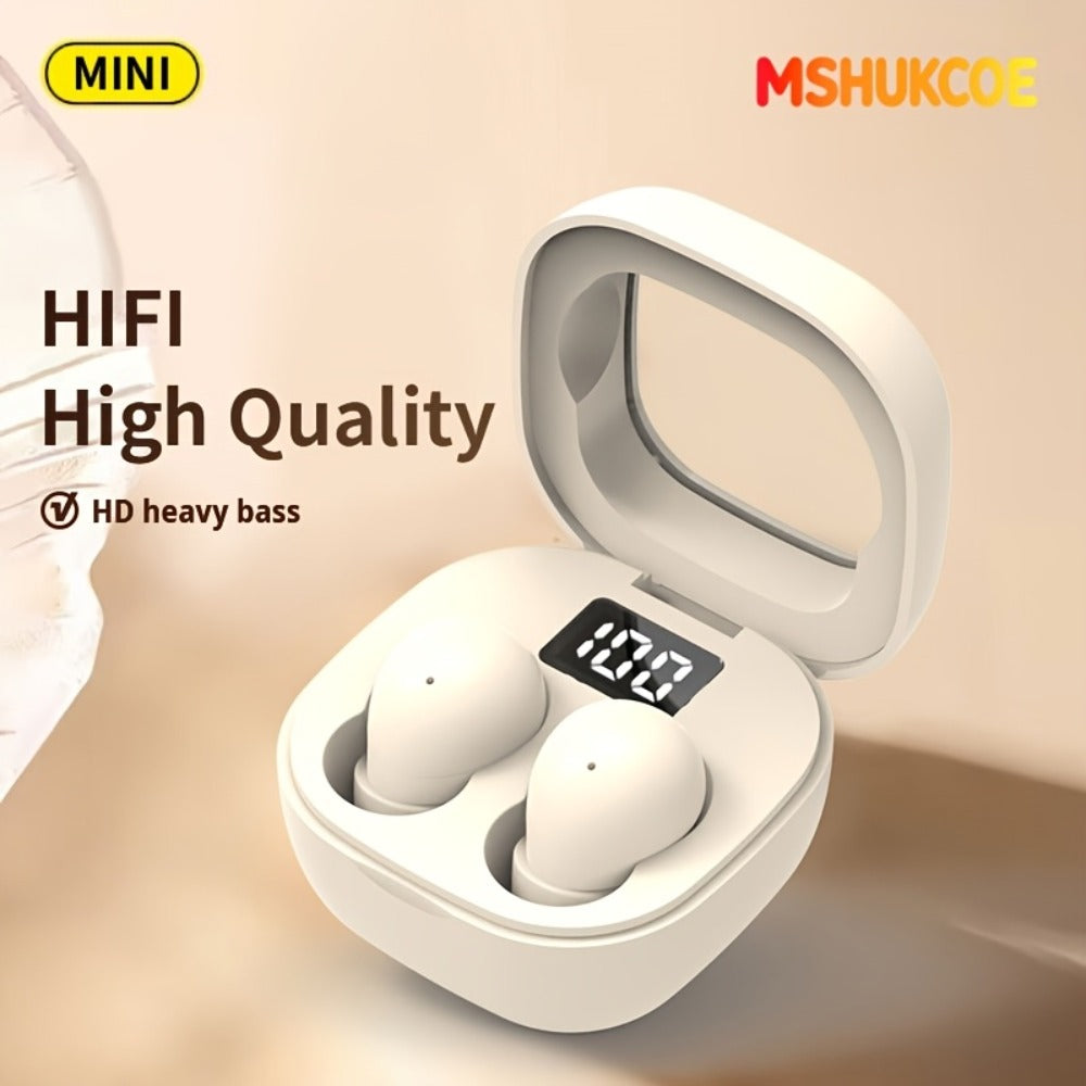 MSHUKCOE Ultra Thin Sleep Earbuds Low Latency Sleep Game Mode, Dual Noise Reduction 6D Bass HiFi Invisible In-Ear Wireless Earphones Ultra Long Battery Life, Birthday Gift