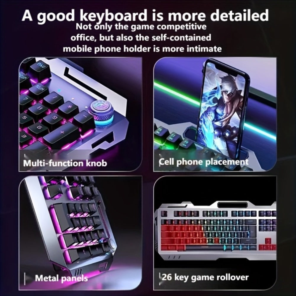 RGB Gaming Keyboard and Mouse Combo Wired USB – Backlit Ergonomic Keyboard & Mouse Set for PC Desktop Laptop Windows, Plug and Play, Universal Compatibility for Gaming & Office