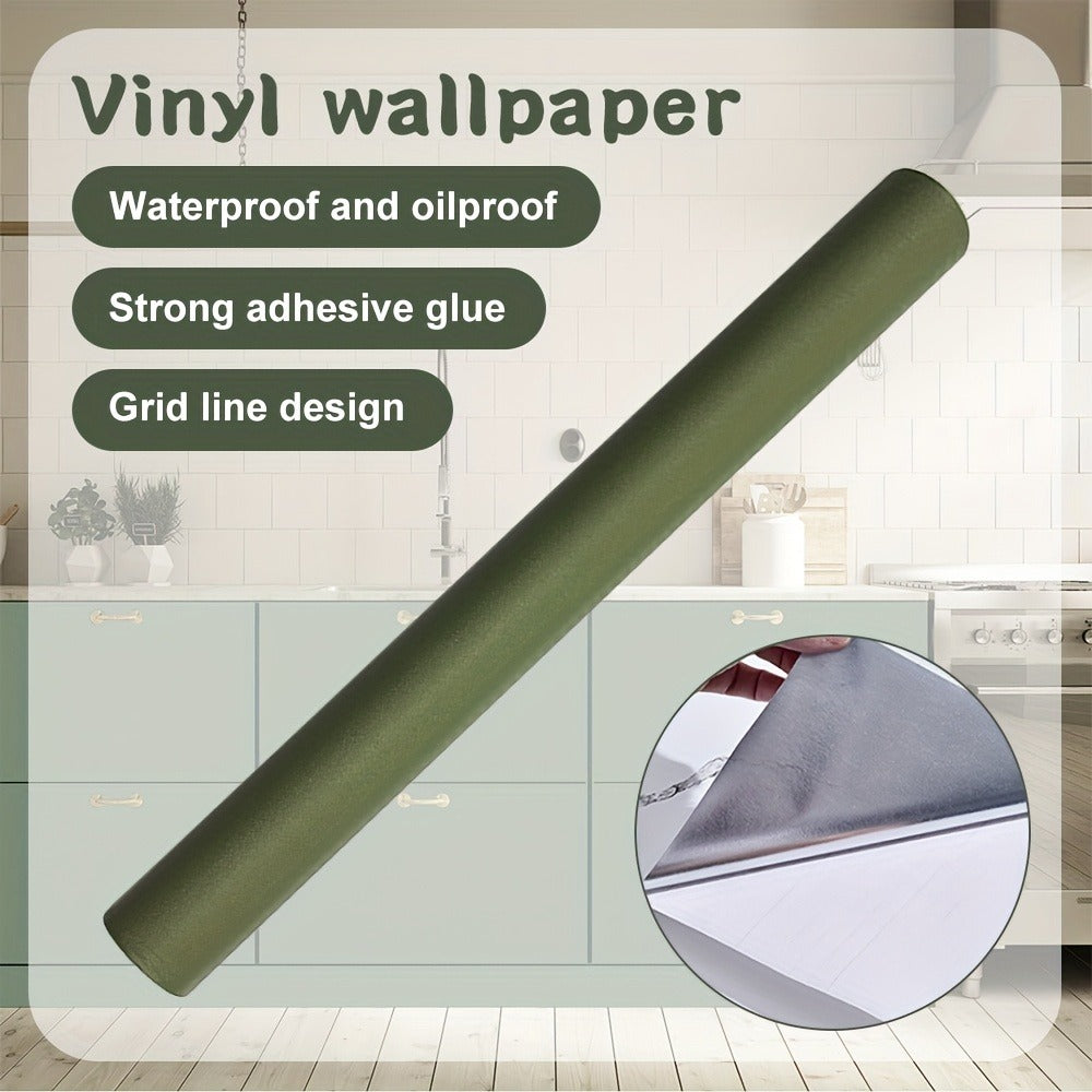 Peel and Stick Wallpaper Textured Matcha Green | Self-Adhesive Contact Paper 23.62"x118.1" Roll | Removable Wall Covering for Kitchen Bathroom Living Room Bedroom Decor