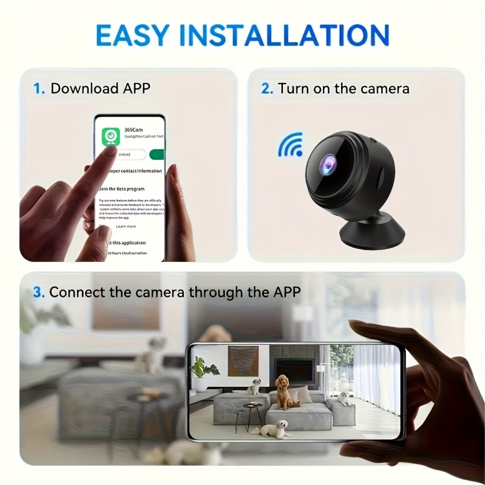 1080P Mini WiFi Security Camera 4 Pack with Night Vision & Motion Detection – 150° Rotation, Wide Angle, Indoor Compact Wireless Camera, Baby Pet Monitor, Cloud & SD Storage
