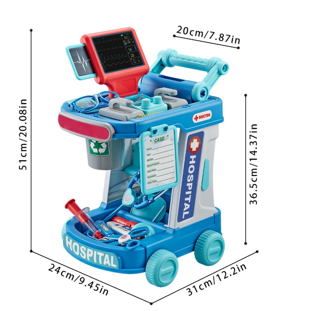 Kids Doctor Play Set with Medical Trolley for Pretend Clinic Role-Play