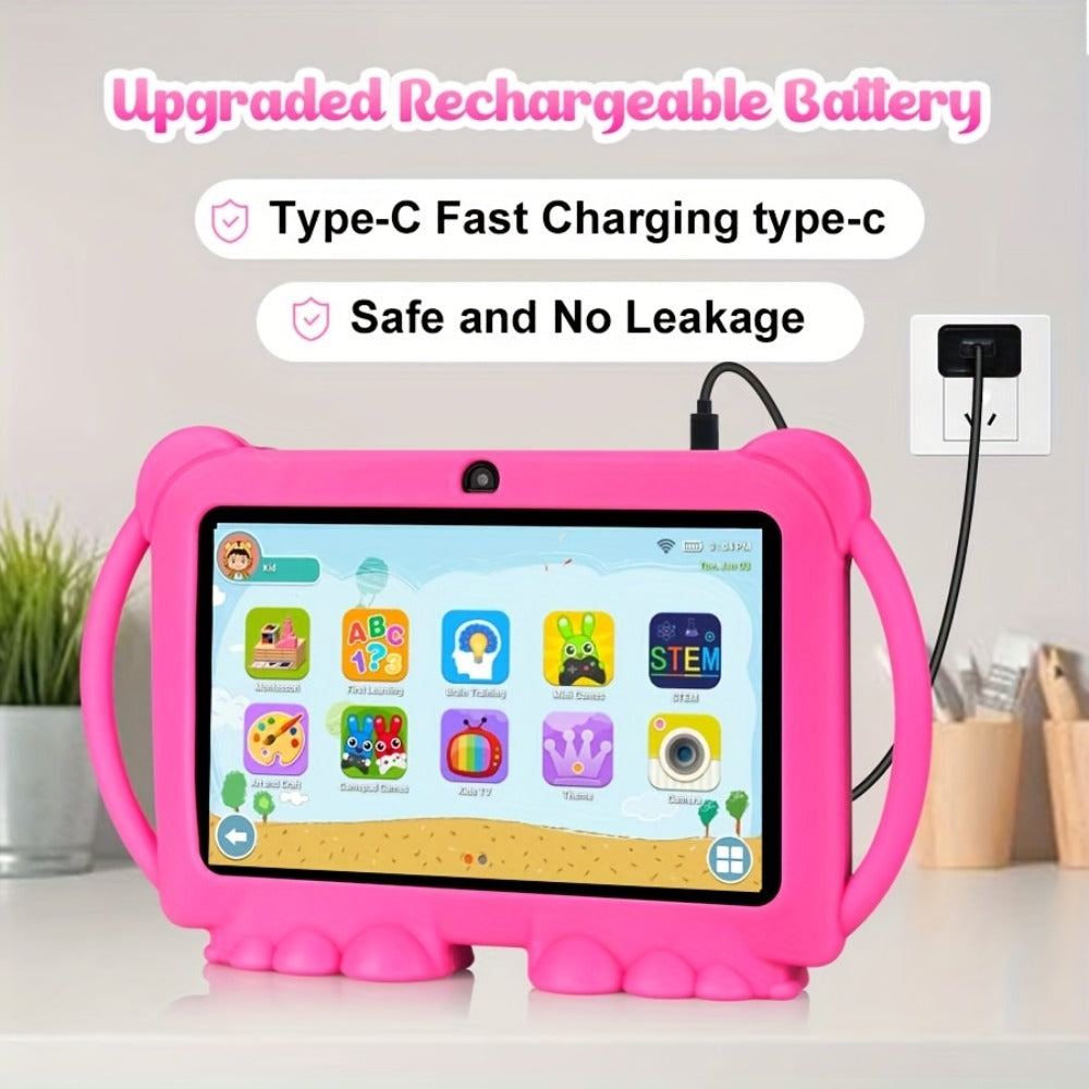 Kids Tablet 7 Inch Android 14 with 4GB RAM 32GB ROM, IPS Eye Protection Screen, Parental Controls & Pre-Installed Apps – WiFi Learning Tablet for Boys & Girls Ages 3-10