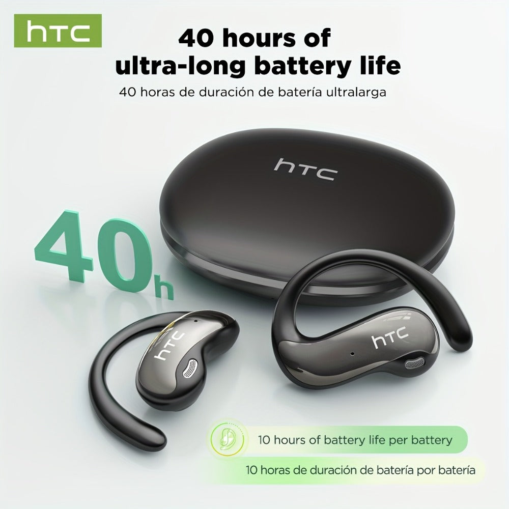 HTC NE19 AI Translation Earbuds TWS 134 Languages, Open-Ear Wireless Bluetooth 5.4 HiFi Audio, Long Battery Life Hands-Free Earphones for Travel Business Sports Casual Daily Use