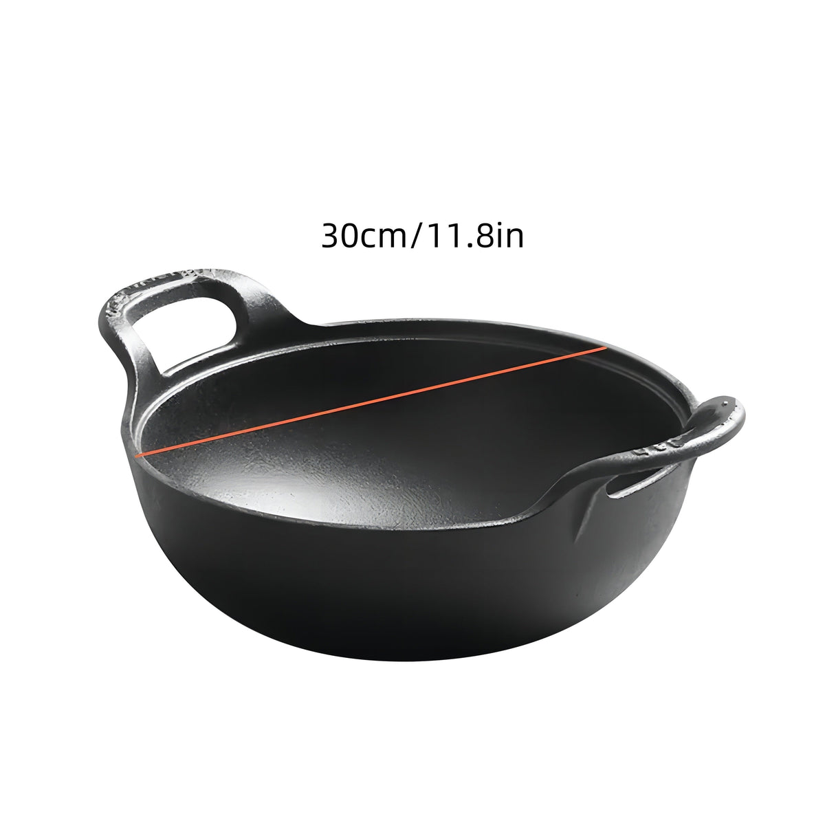 Cast Iron Wok Skillet Non-Stick Deep Stir Fry Pan with Dual Handles - Heavy Duty Uncoated Traditional Cooking Pot Multi-Size 9.84 10.62 11.81 12.59 Inch for Home Outdoor Grilling Baking