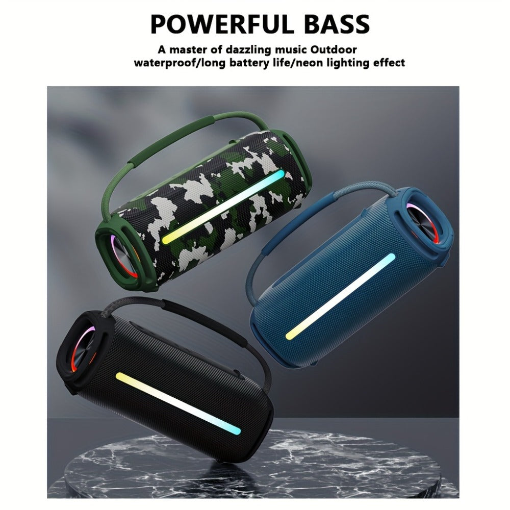 50W Portable Bluetooth Party Speaker with LED Lights, Deep Bass Wireless Speaker, FM Radio, USB Flash Drive & TF Card Playback, Loud Outdoor Speaker for Party, Camping, Home, Backyard & Events