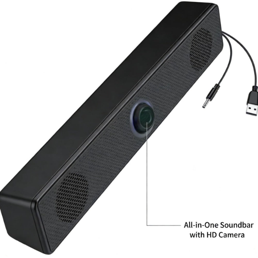 USB Wired Computer Soundbar Speaker for PC Desktop Laptop Monitor, Stereo Surround Sound Bar with Knob Volume Control, Plug & Play, No Battery Required, Slim Design for Home Office Gaming