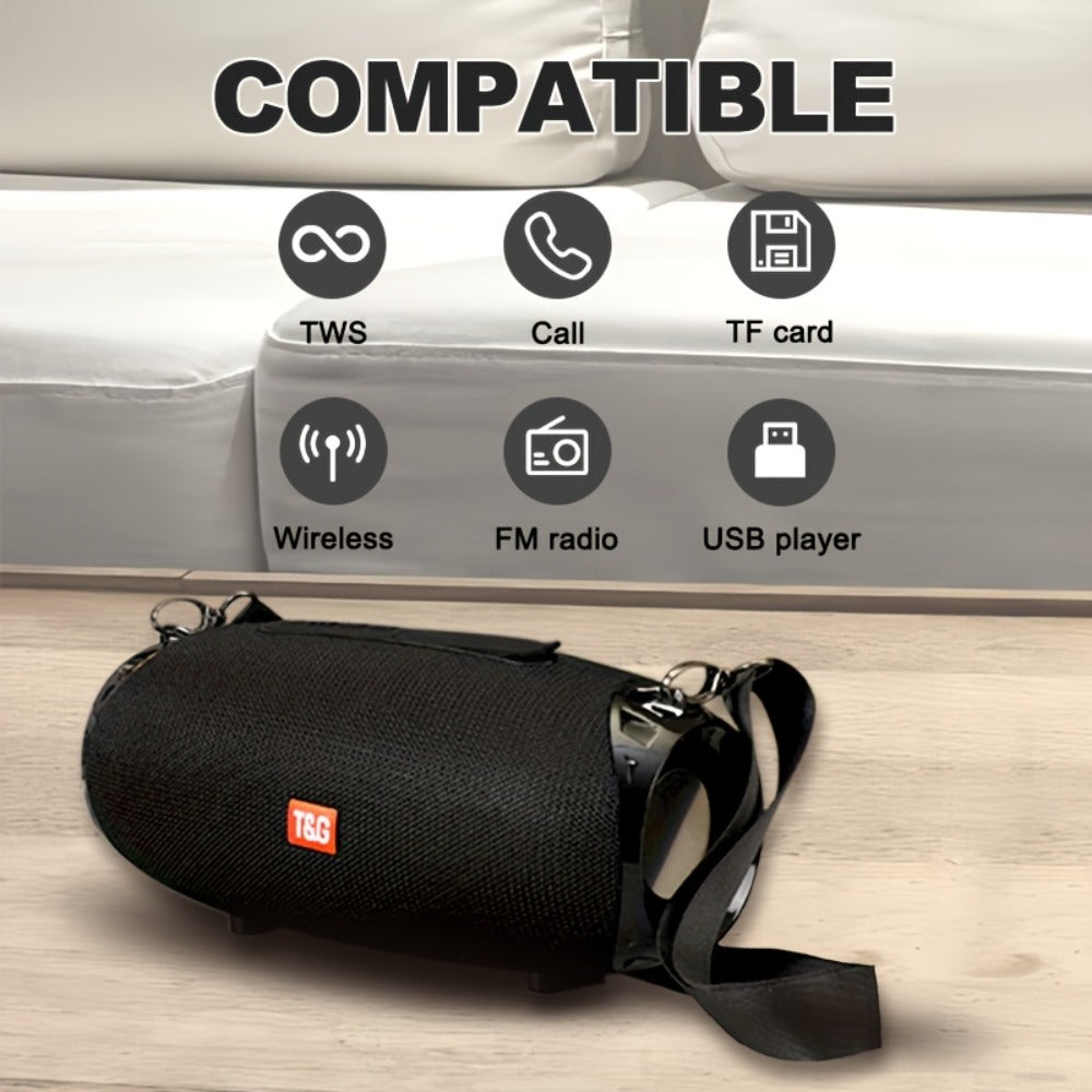 TG534 Dual Speaker Bluetooth Wireless Speaker – TWS Stereo Hi-Res Audio, Hands-Free Calling, FM Radio, TF Card & USB Drive Support, Compatible with Phone, Tablet & TV, Built-in Microphone