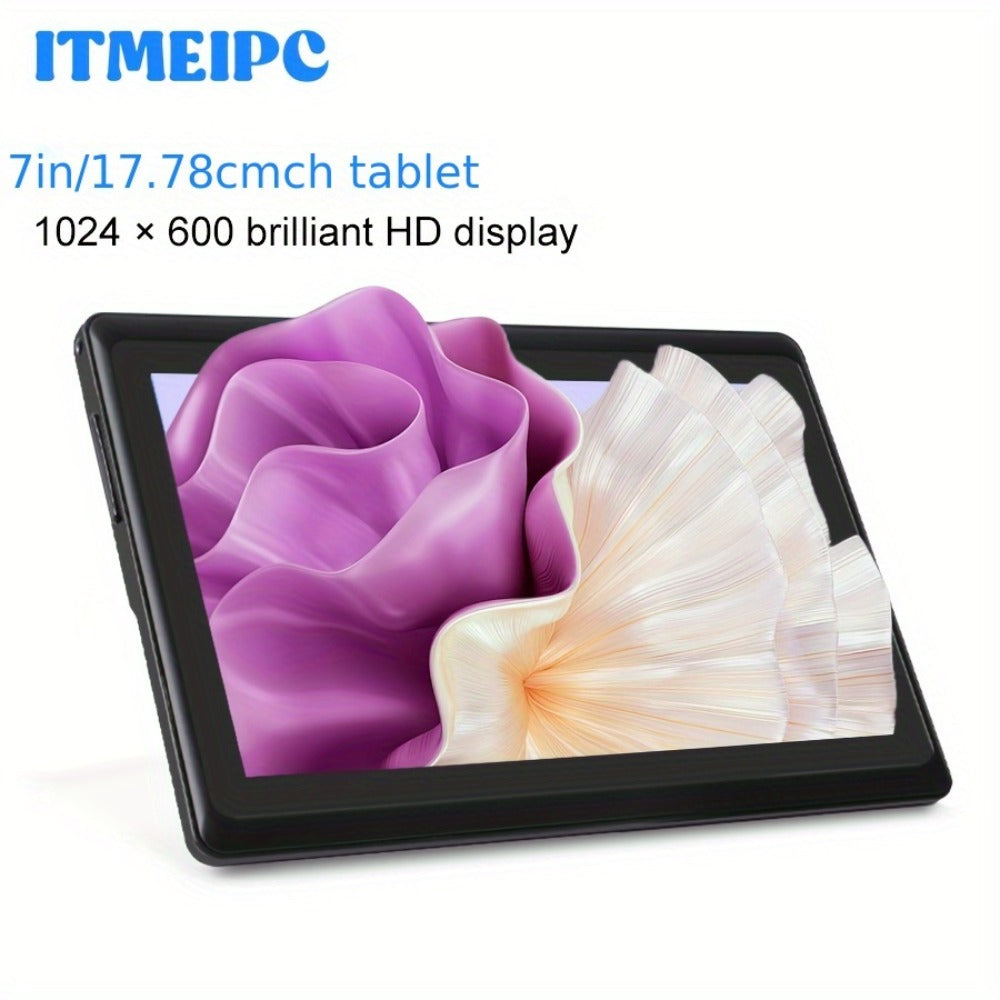USB-C Android 14 Tablet 7 Inch with Built-in Protective Case, 4GB RAM 32GB ROM Expandable Quad-Core HD IPS Display, Dual Camera WiFi, Compact Stylish Portable Tablet for Students Teens Adults – Blue Yellow Black Pink