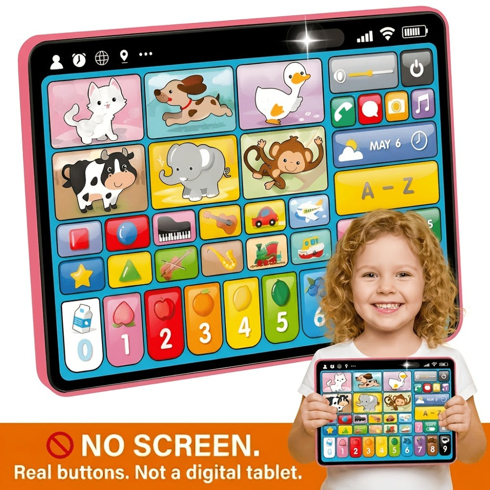 Trilingual Toddler Learning Tablet Toy — 39 Buttons 4 Play Modes Alphabet Numbers Colors Animals Music, Speech Therapy & Language Development Toy for Baby 12 Months+ Boys Girls, Birthday Christmas Gift