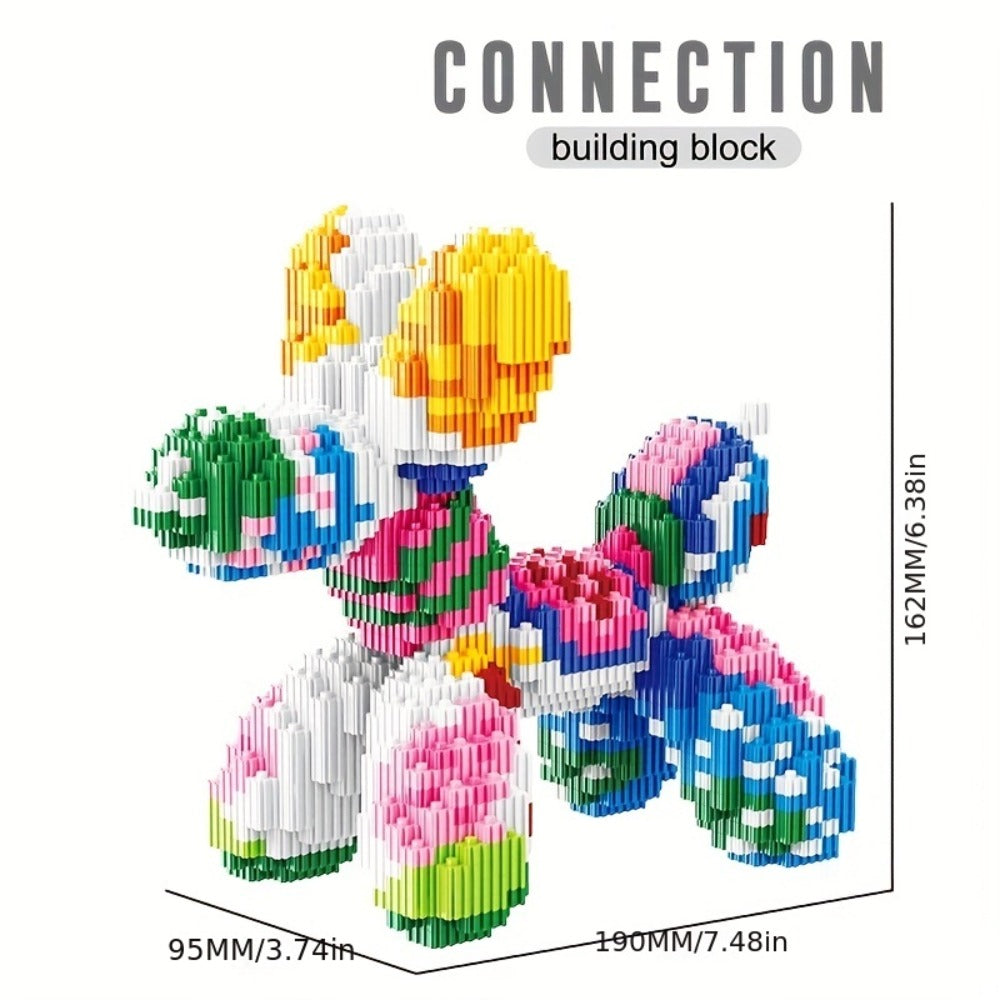 Balloon Dog Building Blocks Set, Pop Art Brick Sculpture Display Model, 5 Color Options