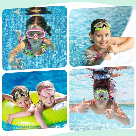 Anti-Fog Swimming Goggles with Silicone Seal, Crystal Green or Green and Pink Set