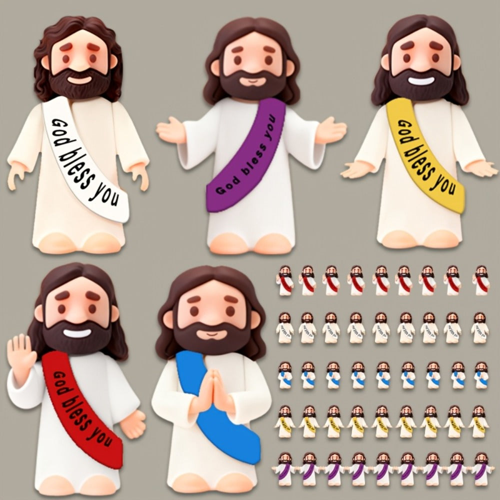 Bulk Mini Jesus Statue Set 50/100/150pcs – Religious Figurine Decorations 5 Assorted Colors, Vase Filler Home Decor Party Favors Christian Gift for Christmas Easter Thanksgiving Church Events