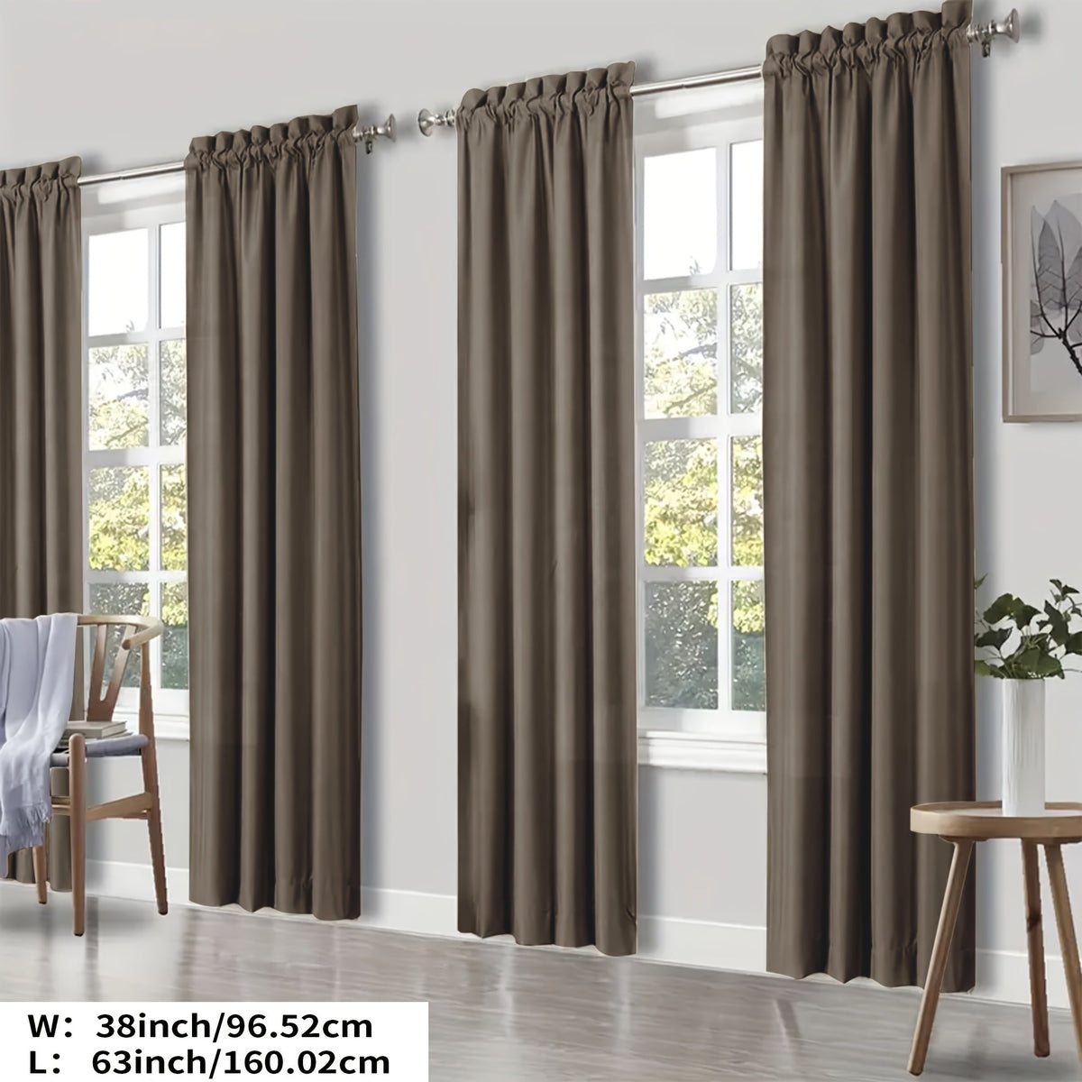 Blackout Curtains 4 Panels Thermal Insulated Room Darkening Drapes – Rod Pocket, Energy Saving, Solid Color for Bedroom & Living Room, 7 Colors & Multiple Sizes
