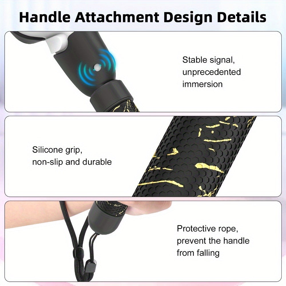 Meta Quest 3S Controller Handle Extension Grips – 3-in-1 VR Handle Attachments for Beat Saber, Golf+, Tennis & More, Anti-Slip ABS Grip with Safety Wire, Compatible with Meta Quest 3S & Quest 3