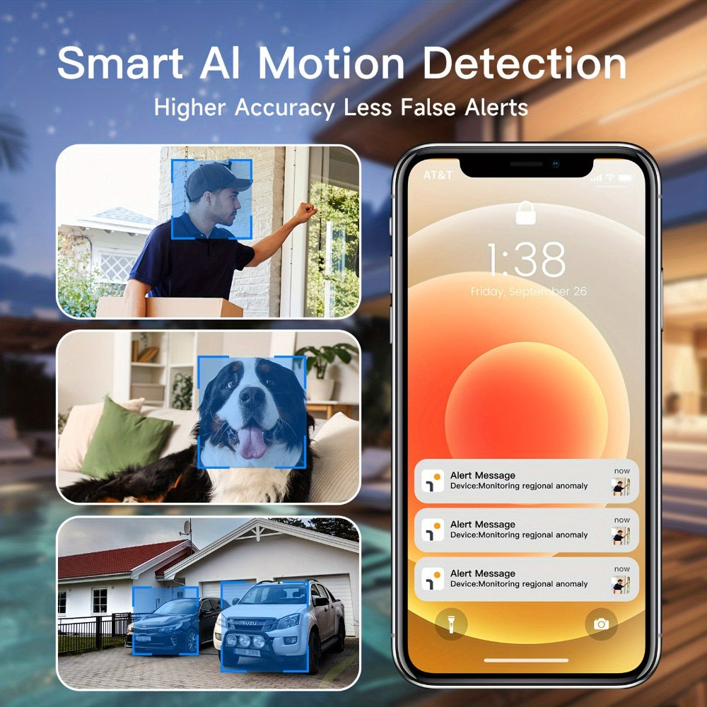 Wire-Free Solar Outdoor Security Camera 3MP PTZ 360° Pan-Tilt, AI Human Detection, Color Night Vision, Two-Way Audio, 2.4G WiFi, Cloud & SD Storage – Laxihub GO2T Wireless Weatherproof Camera