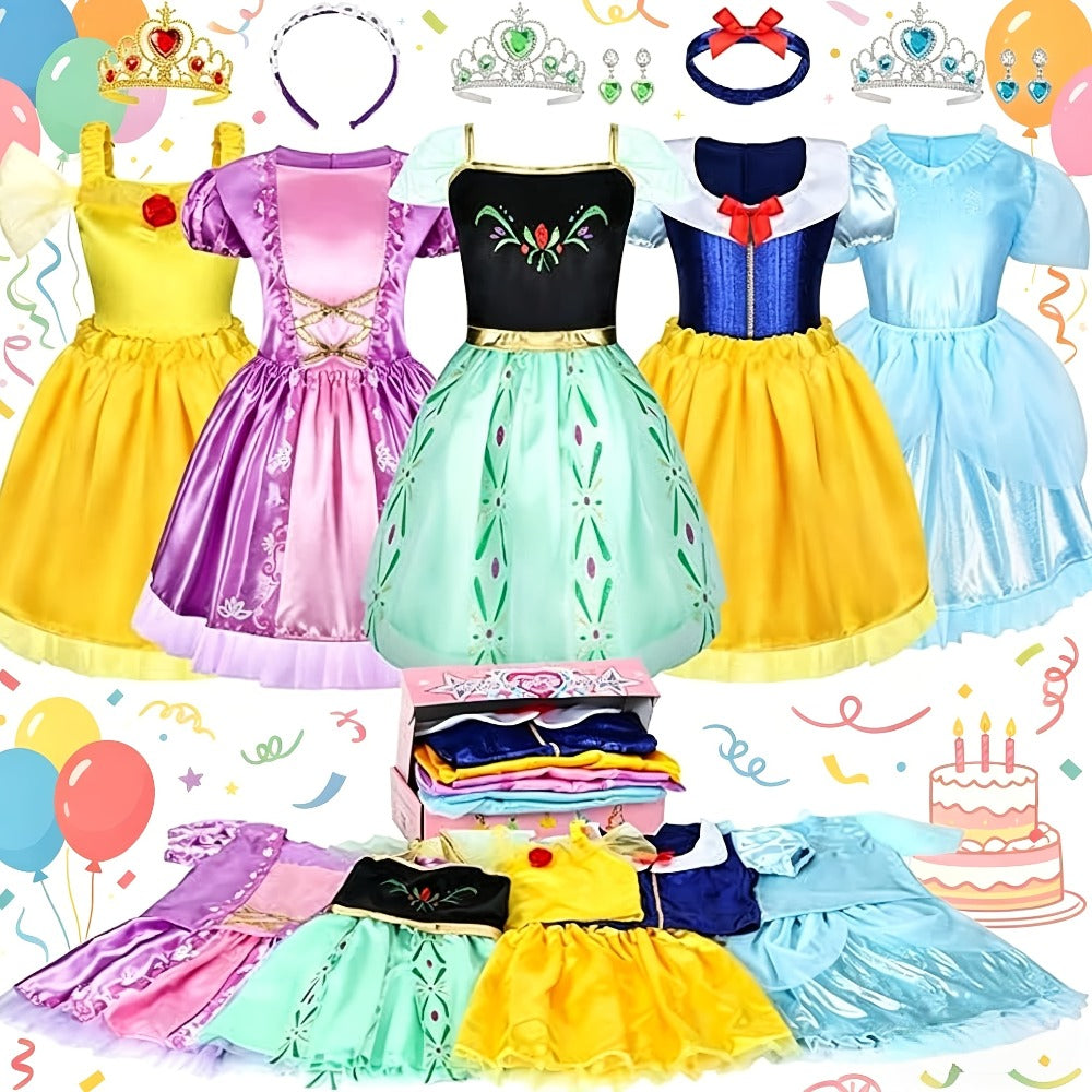Princess Dress-Up Costume Set with Role-Play Outfits and Accessories