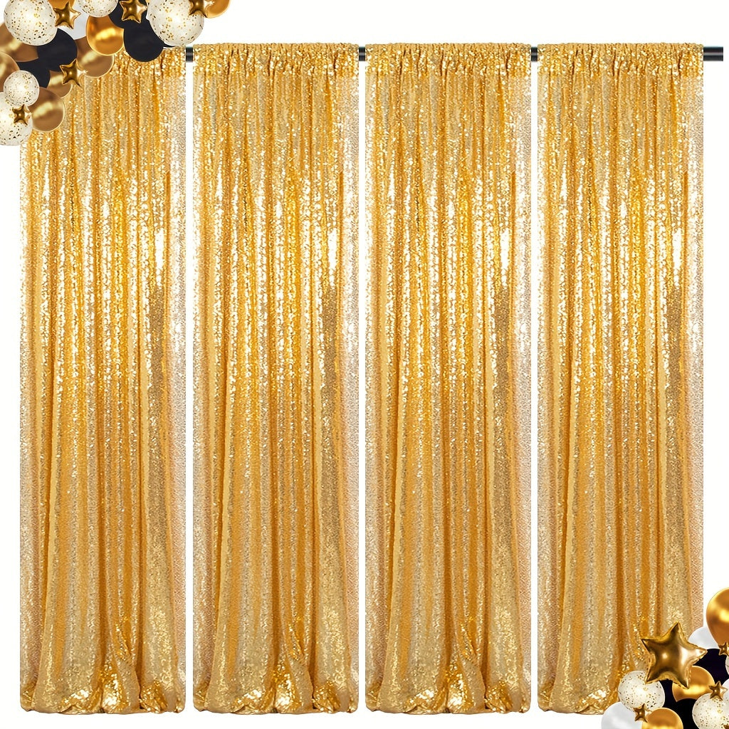 Sequin Backdrop Curtains 2FTx8FT Glitter Photography Background Panels for Party Wedding Birthday Stage Decoration Gold Yellow Shimmer Curtain Set 4 6 10 Panels Available
