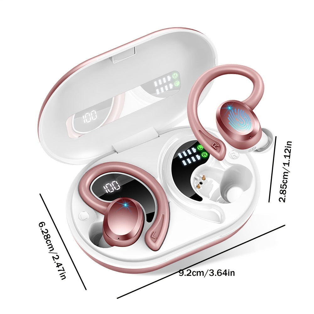 48H Wireless Sport Earbuds Q38 Bluetooth 5.3 with 14.2mm Driver Stereo Sound – Earhook Noise Cancelling Mic Over-Ear Headset for Workout Running Gym Outdoor Sports