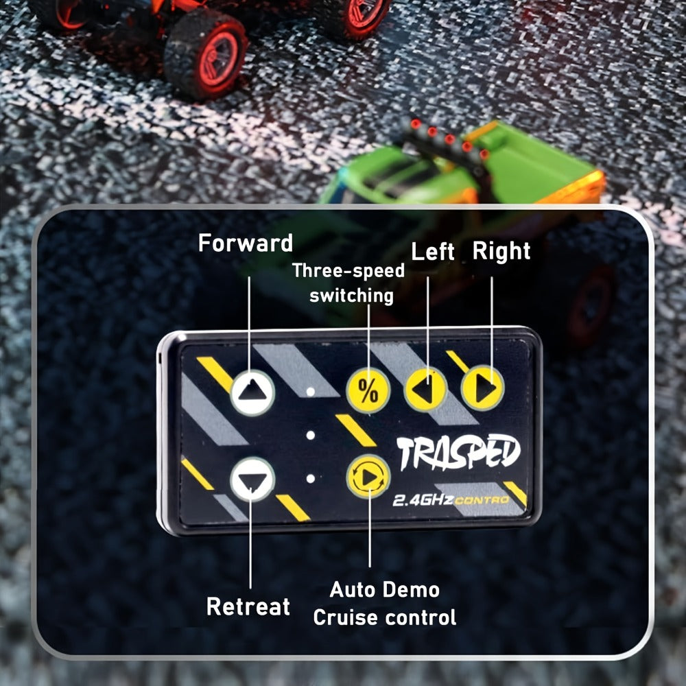 Mini RC Truck 1:64 Scale – 2.4GHz Alloy Off-Road Crawler with Detachable Trailer & LED Lights