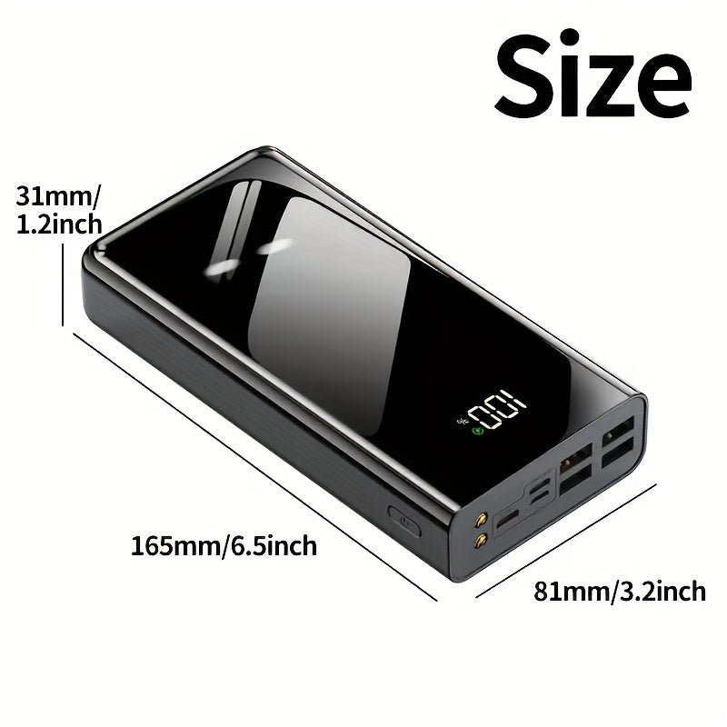 4-Port 100000mAh High Capacity Power Bank 30000mAh 50000mAh 80000mAh, Type-C Fast Charging LED Display Outdoor Emergency Backup Battery Pack for iPhone Android Samsung Tablets – Black Red Available