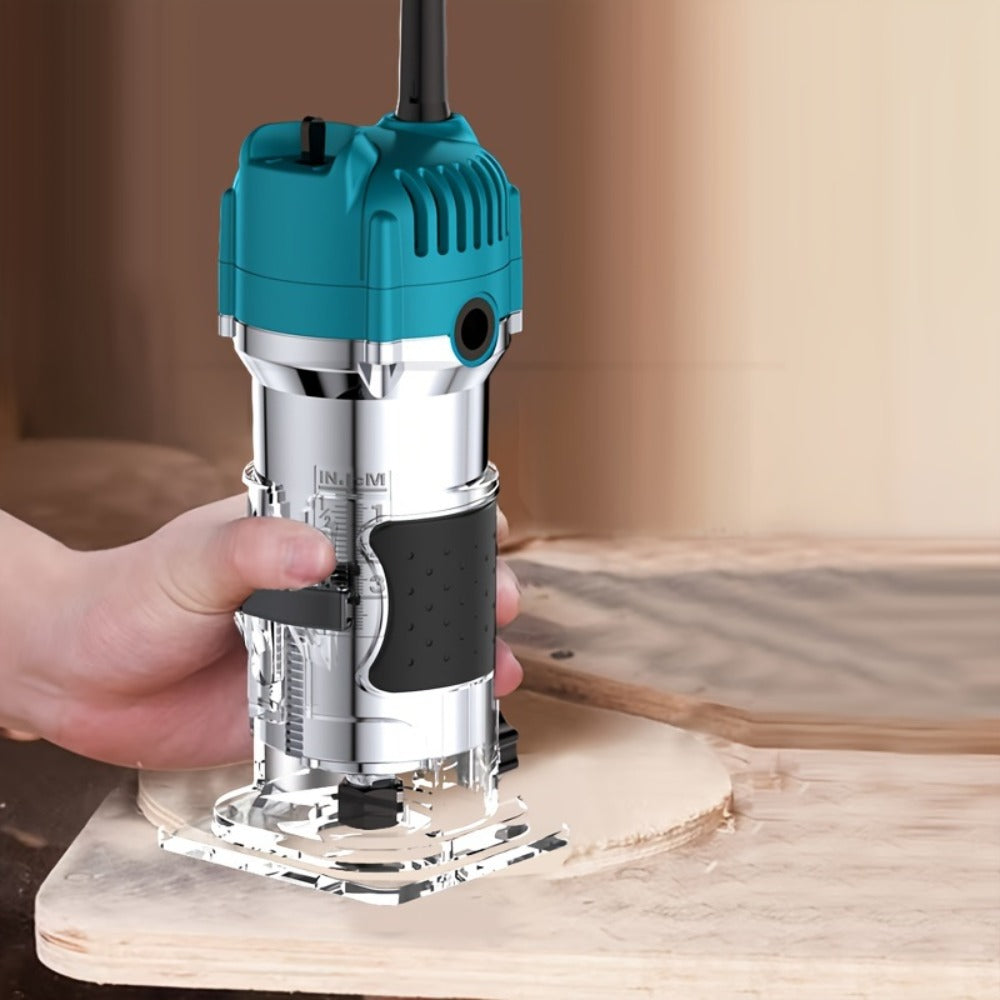 Wood Router 800W Trim Router for Woodworking - 35000RPM Electric Router with Edge Guide, Roller Guide, 6-Speed Adjustment for Precise Trimming, Profiling & Milling