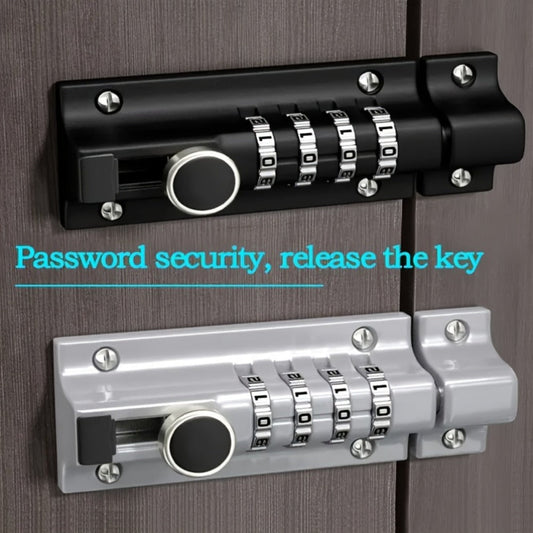 Combination Sliding Bolt Lock - 4-Digit Zinc Alloy for Sheds and Gates, Black