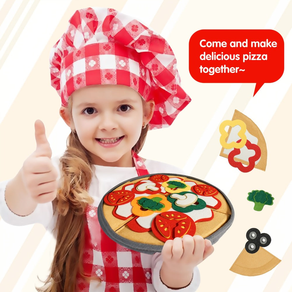 Pretend Play Pizza Food Set with Toppings for Make-Believe Cooking