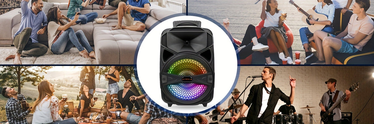 8-Inch Subwoofer Party Speaker 1000W Portable Rechargeable Wireless Bluetooth | Heavy Bass, FM Radio, LED Lights, Remote Control, Built-in Mic, AUX/USB/TF – Outdoor & Indoor Karaoke Boombox