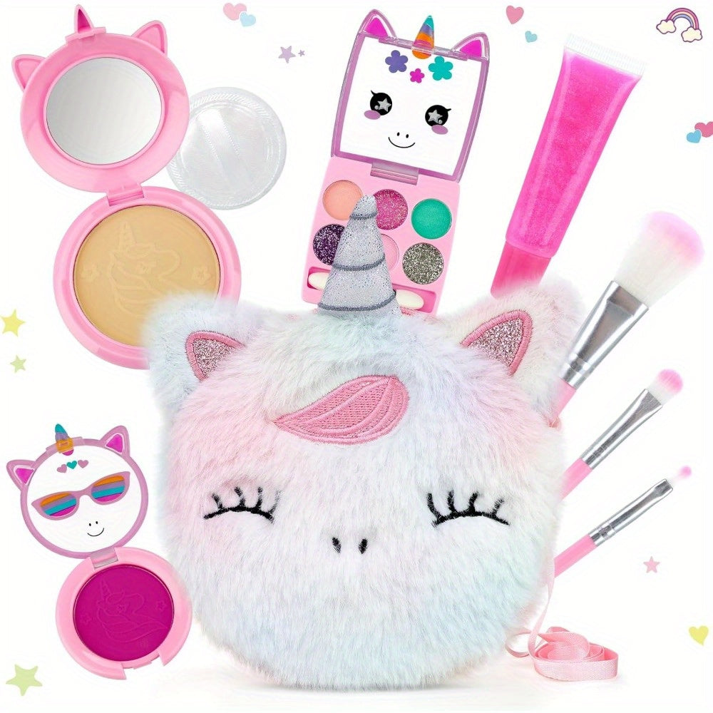 Kids Makeup Set with Crossbody Coin Purse, Washable Princess Cosmetics for Dress Up & Role Play