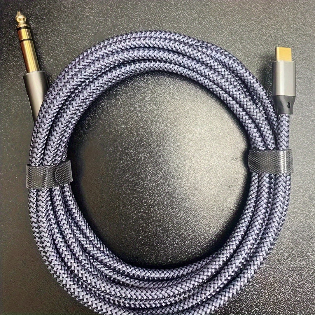 Type-C to 6.35mm 1/4 Inch Audio Cable USB-C to Quarter Inch Adapter Cable for Smartphone Mixer Power Amplifier Guitar Amp Headphone Speaker Hi-Fi Audio System Tinned Copper Lossless Sound
