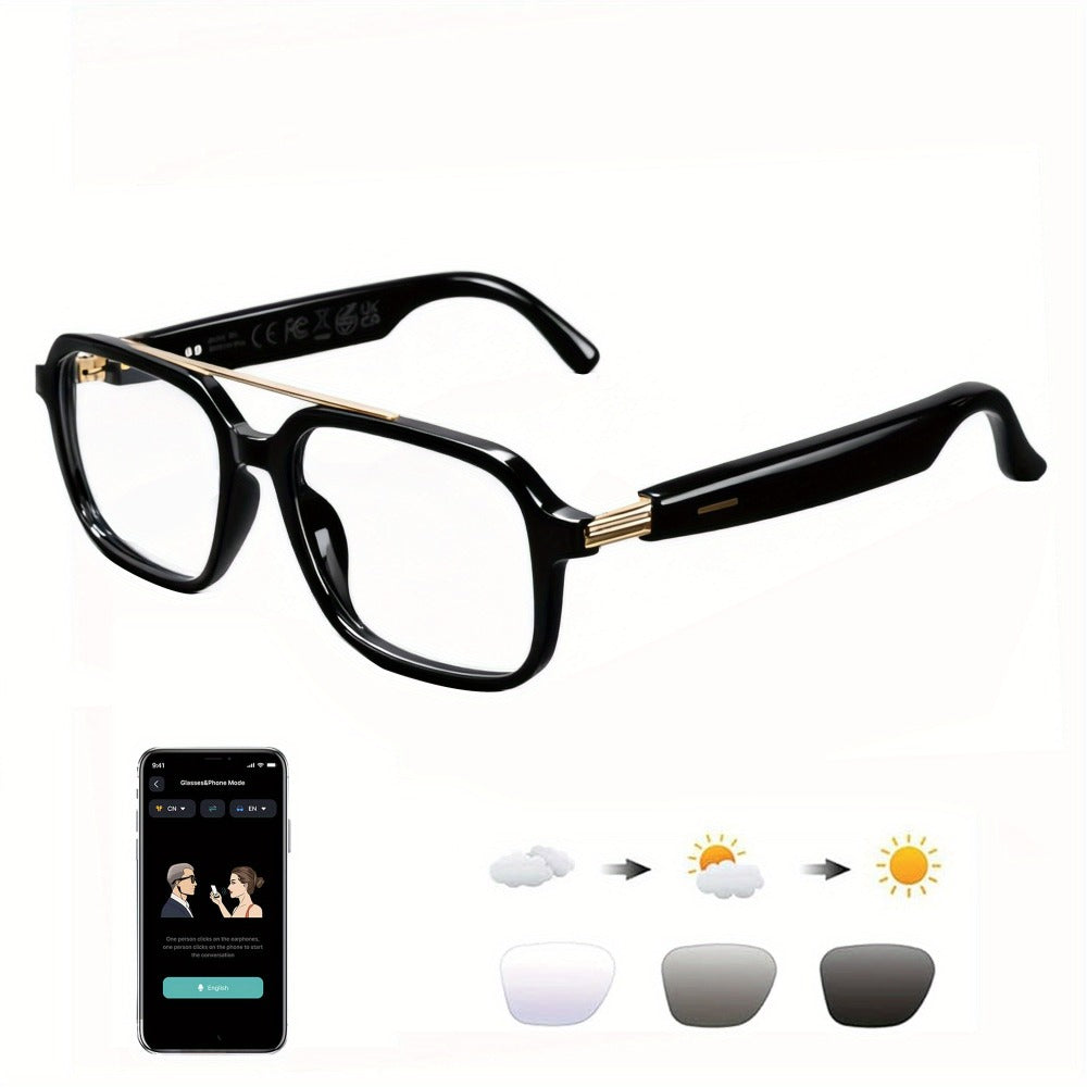 AI Smart Glasses with Real-Time Translation for 160+ Languages, ChatGPT Voice Assistant, HD Calls & Hi-Fi Music – Open-Ear Audio Glasses for Men & Women