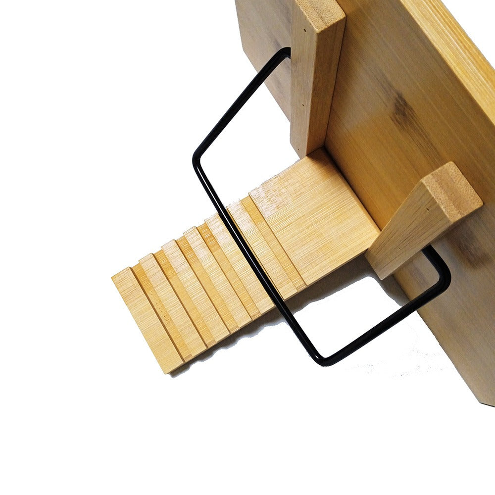 Bamboo Book Stand Adjustable Foldable Portable Reading Stand with Page Clips for Cookbook Tablet E-Reader Textbook Sheet Music Desk Holder Lightweight Sturdy 11x7.9in