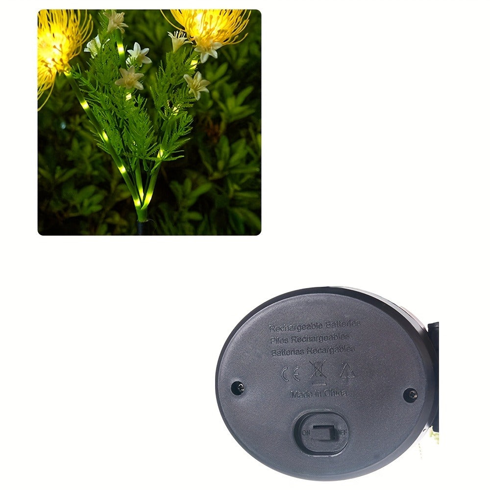 Solar Powered Flower Garden Lights 2-Pack – 3-Head Outdoor Lawn Simulation Shore Flower Stake Lights for Courtyard, Garden, Pathway & Landscape Decoration