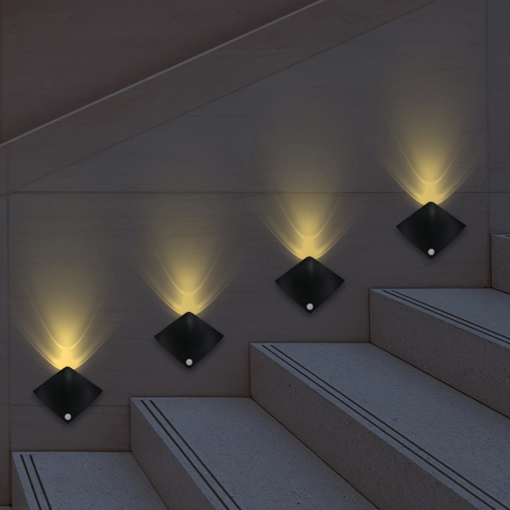 Magnetic LED Motion Sensor Wall Light USB Rechargeable – Wireless Night Light for Hallway, Stairs, Bedroom & Kitchen in White or Warm Light (1, 2 or 4 Pack)