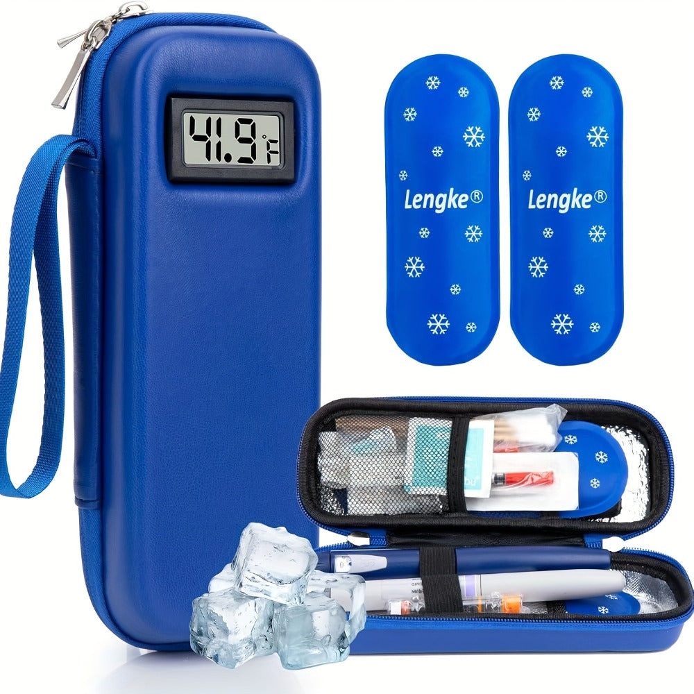 Insulin Cooler Travel Case with Temperature Display – Portable Diabetic Medication Bag with 2 TSA Approved Ice Packs for Insulin Pens, Vials & Diabetic Supplies, Keeps Insulin Cold Up to 12 Hours