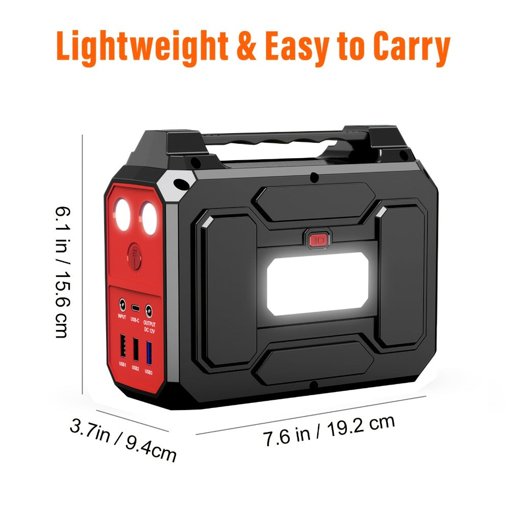 300W Portable Power Station Solar Generator with AC Outlet, DC & USB Outputs, LED Flashlight, Built-in Cooling Vents – 256Wh Lithium-Ion Battery for Camping, RV, Emergency Home Backup, Outdoor Adventures