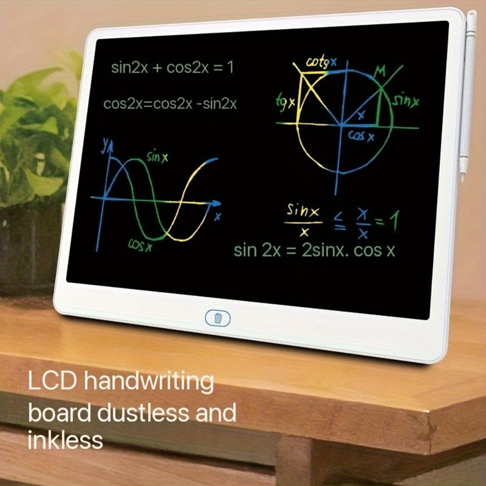 LCD Doodle Board 16 Inch with Stand – Flexible Screen Eye Protection, Portable Educational Drawing Toy for Kids & Adults, Home School Office Travel, White Pink Sky Blue