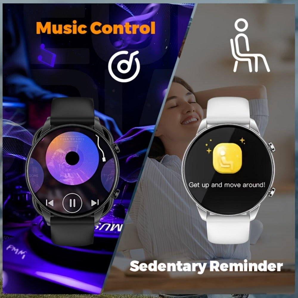 Round Dial Smartwatch 2.01 Inch Large Screen Wireless Calling 100 Sport Modes Sleep Monitor Built-In Games Weather Calculator Pedometer Heart Rate Fitness Tracker Android iPhone Compatible Men Women Steel or Silicone Band Black Silver