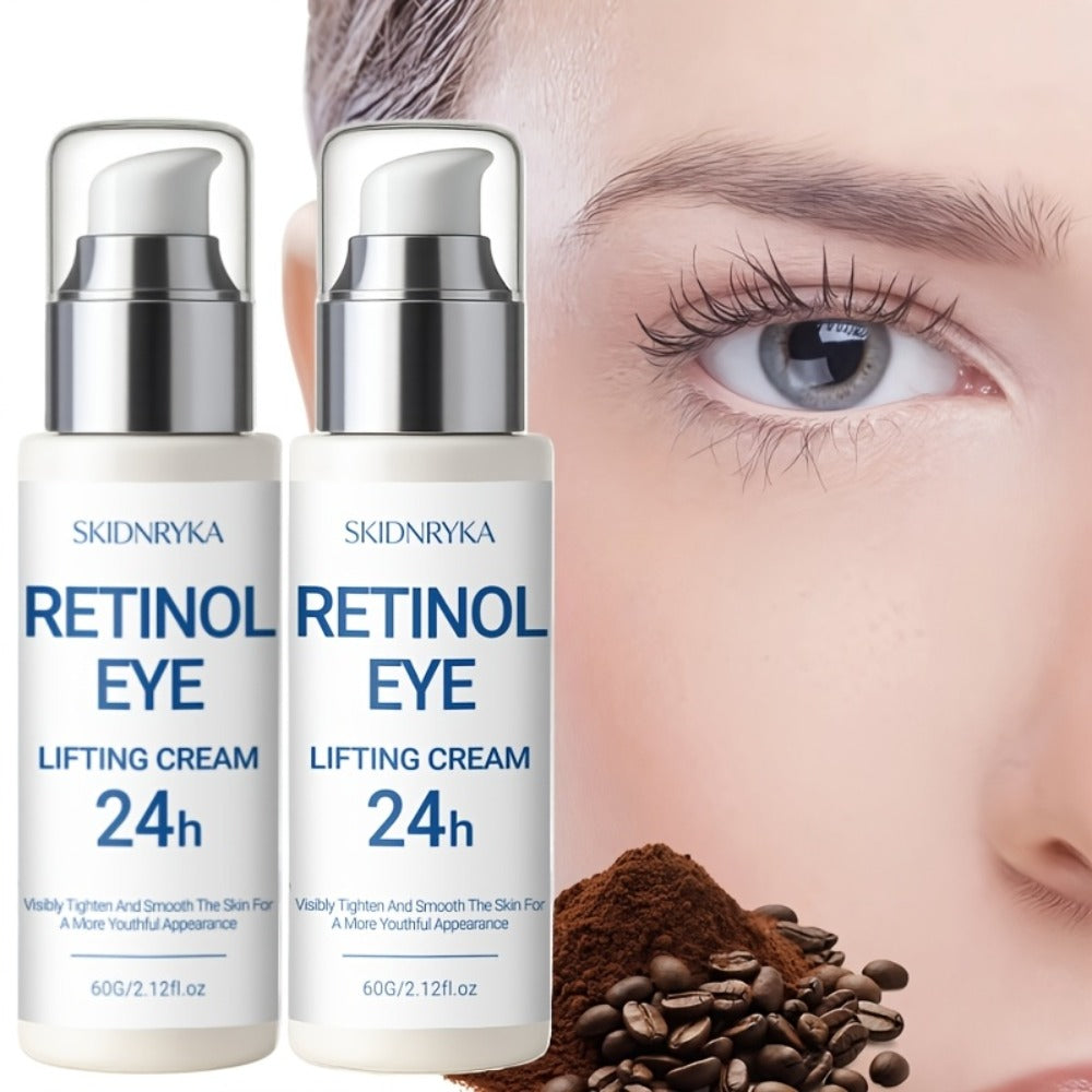 Eye Cream for Dark Circles & Puffiness 2 Pcs - Firming Hyaluronic Acid Eye Gel with Collagen Retinol Caffeine, Anti-Aging Under Eye Treatment for Tightening Smoothing Hydration Women