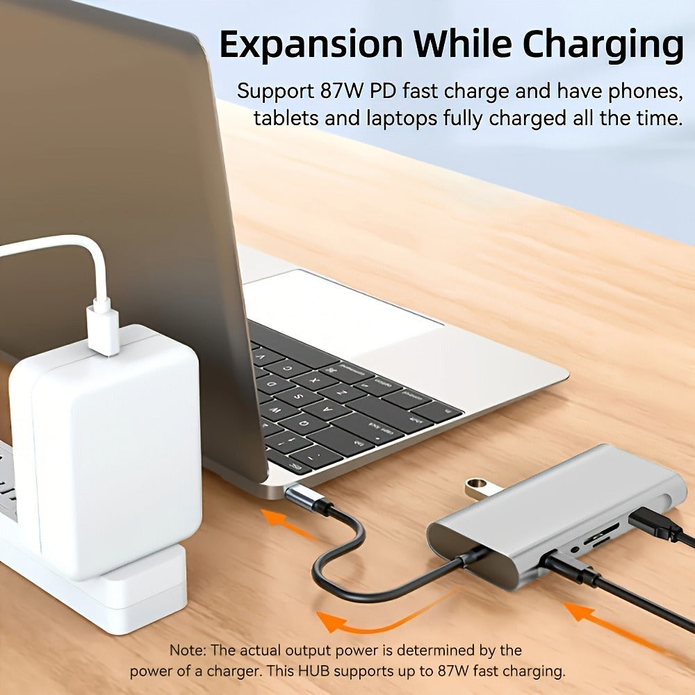 11-in-1 USB-C Docking Station with Triple Display, 4K HDMI, Gigabit Ethernet, 100W PD, 3 USB Ports, SD/TF Card Reader & Audio – Compatible with MacBook, Windows & USB-C Laptops