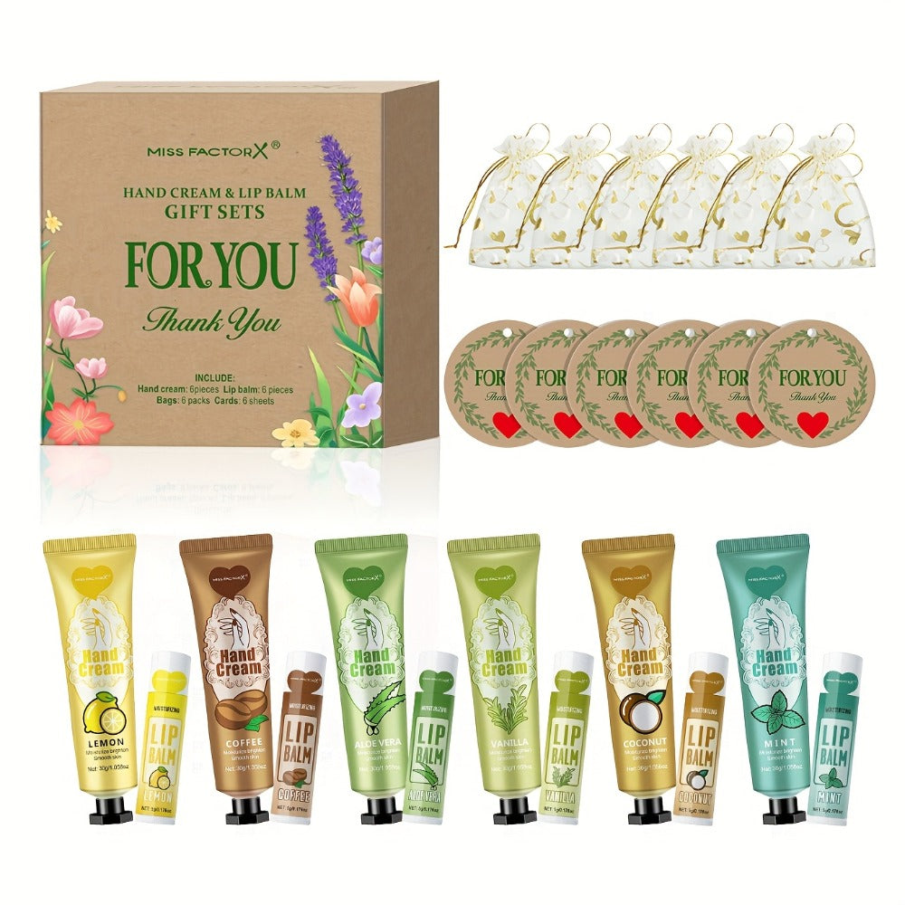 Bridal Shower Favors Hand Cream and Lip Balm Gift Set 24pcs Moisturizing with Glycerin Hyaluronic Acid Includes Thank You Cards Heart Shaped Gift Bags for Women Party Favors Baby Shower