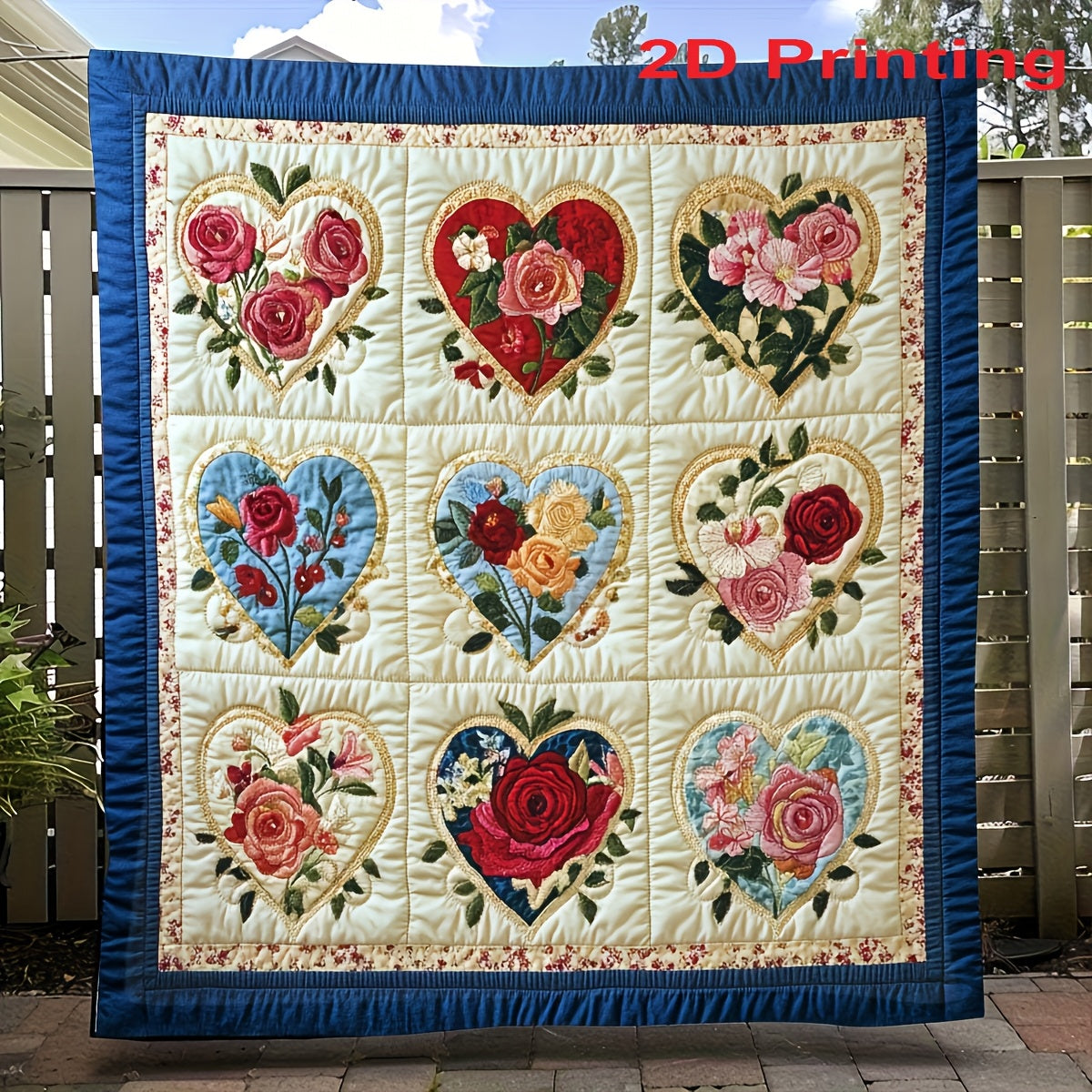 Heart Floral Print Flannel Blanket – 250-300gsm Soft All-Season Throw for Home, Office & Travel, 6 Sizes, Mother's Day Gift