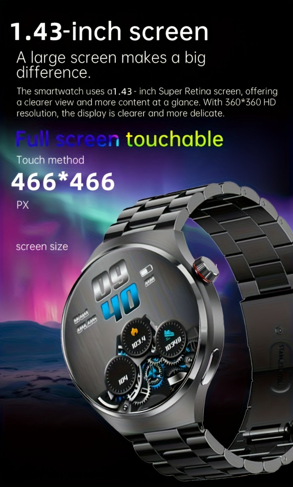 Hexagonal Bezel Smartwatch for Men HD TFT Display 150+ Sports Modes AI Voice Control 100+ Watch Faces Wireless Calling Weather Forecast Activity Tracker Compatible with Android iOS – Black Silver