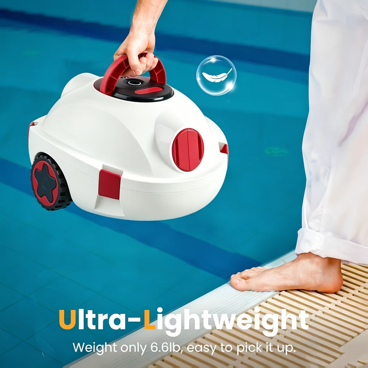 Cordless Robotic Pool Cleaner with 90-Min Runtime – Self-Parking Auto Vacuum | Floating Bracelet Retrieval | Covers 65Ft / 1100 Sq Ft | Lightweight for Above Ground & In-Ground Flat Bottom Pools | 5 Colors